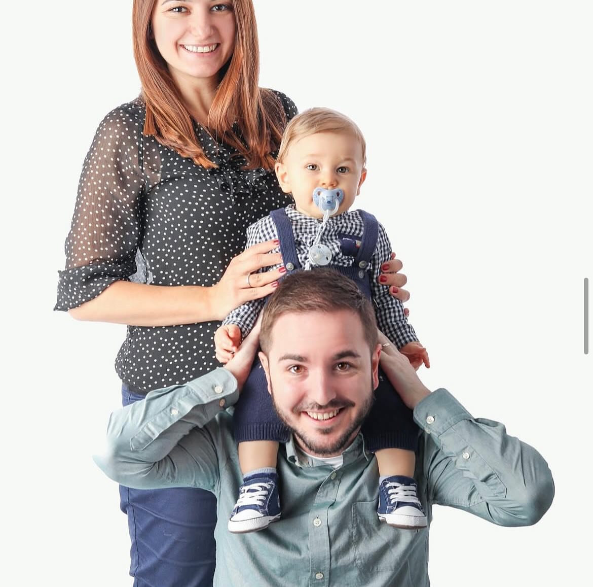 Relaxed family portrait at home