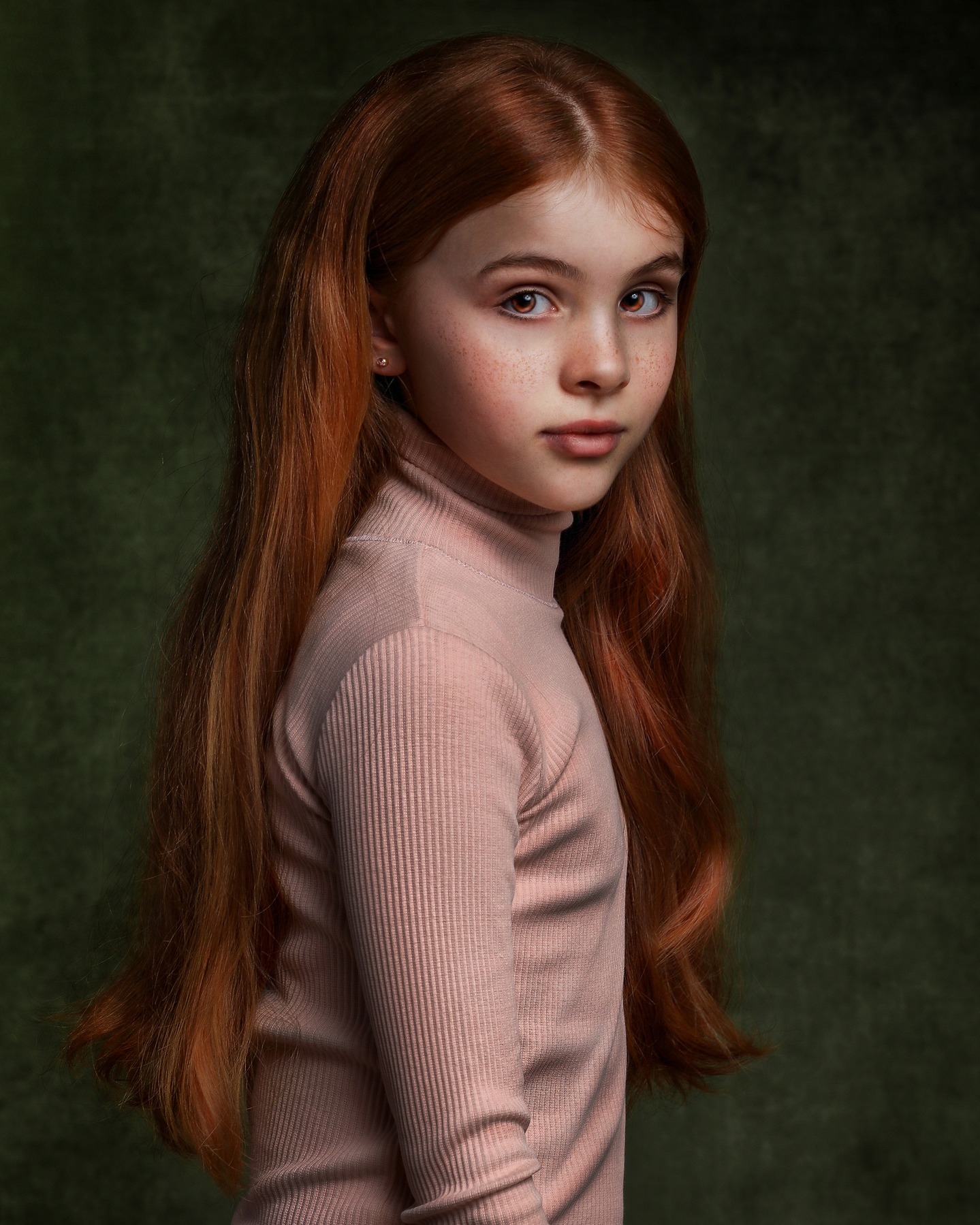 Fine art portrait of a young girl with painterly light